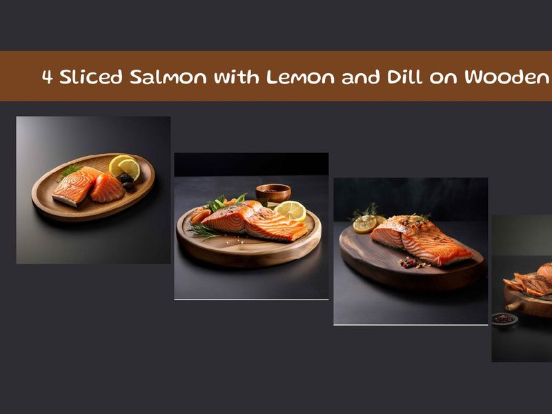 Sliced Salmon with Lemon and Dill on Wooden Board