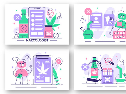 10 Narcologist Vector Illustration