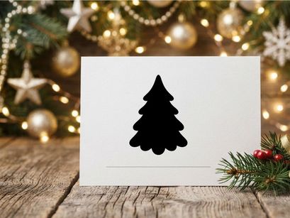 Black Christmas tree silhouette icon isolated on white background for holiday design