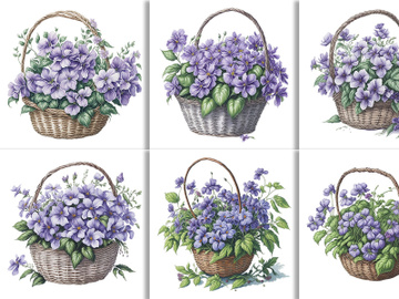 Watercolor Floral Flower Basket Design preview picture