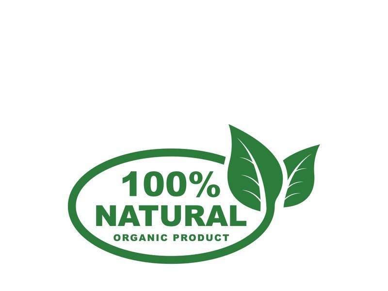 100% Natural and organic product badge vector green icon