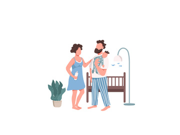 Young family with baby flat color vector faceless characters preview picture