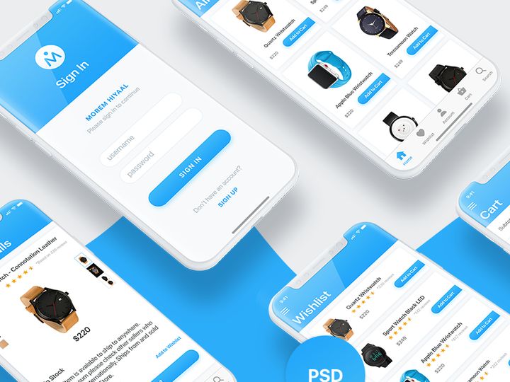 Morem Hiyaal | Ecommerce iOS UI Design | iPhone X | Free PSD