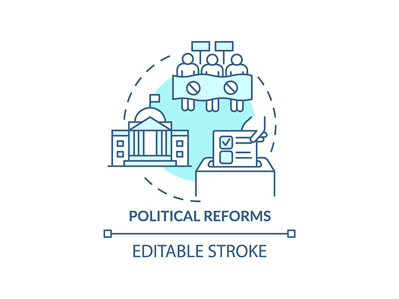 Political reforms turquoise concept icon