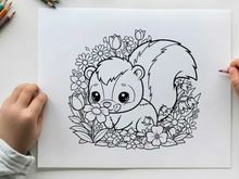 Cute bear with flowers spring nature vector illustration