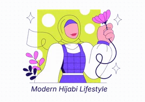 4 Modern Hijabi Lifestyle Illustration
