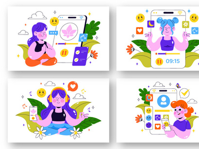 10 Mental Wellness Apps Illustration