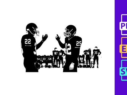 American football players in action on the field with team mates
