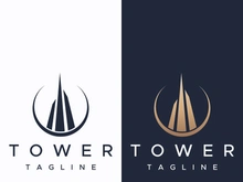 Eiffel Tower building logo design with a creative concept.