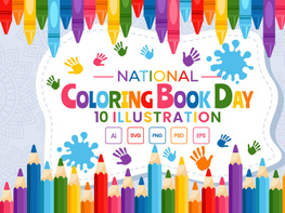 10 National Coloring Book Day Illustration preview picture