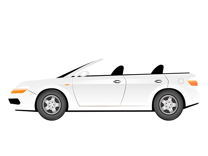 White cabriolet cartoon vector illustration