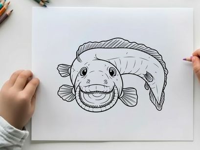 Happy cartoon fish smiling vector illustration flat design