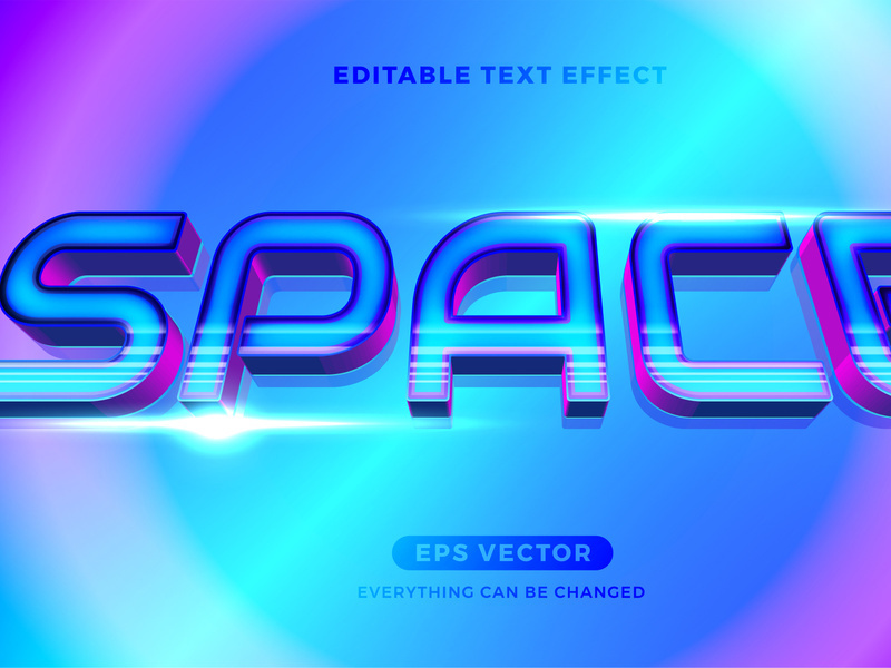 Space editable text effect style vector