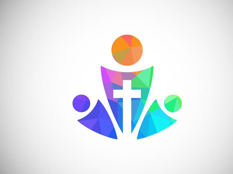 Low poly style church logo. Christian sign symbols. The Cross of Jesus