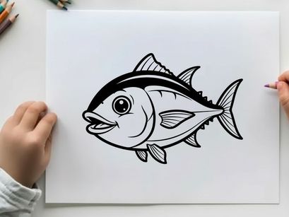 Cute smiling tuna fish vector illustration flat design