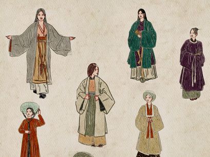 Vintage Asian Women Illustration Bundle – 20 Hand-Drawn Characters (EPS & JPEG)