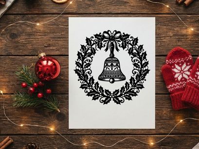Christmas Bell with Wreath for Holiday Celebration and Festive Decor