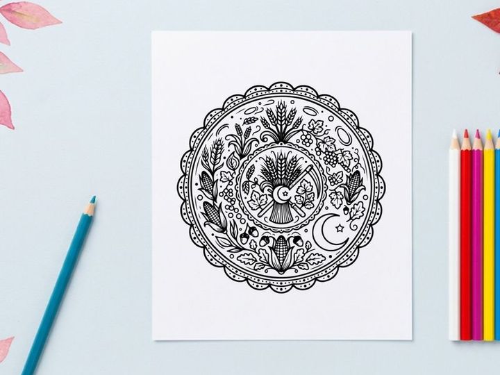 Vintage ornate circular emblem with intricate floral and geometric patterns. Classic decorative monogram design for branding and craft projects.