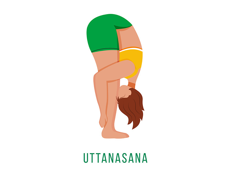 Uttanasana flat vector illustration