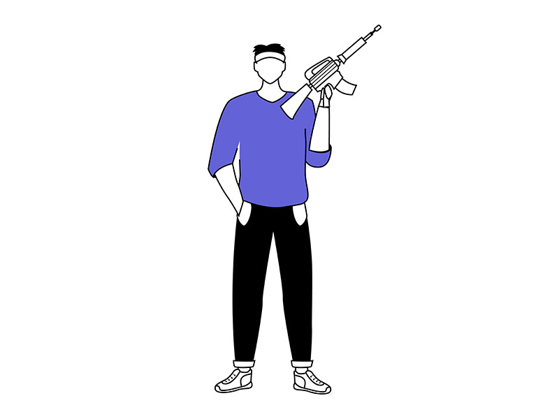 Man holding rifle flat silhouette vector illustration