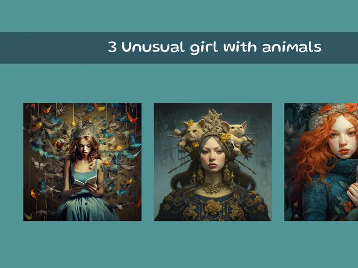 Unusual girl with animals