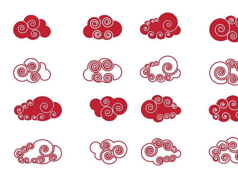 Cloud Chinese icon logo vector element