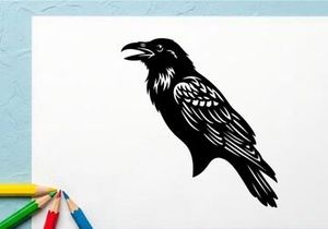Black Crow Illustration for Nature and Wildlife Design