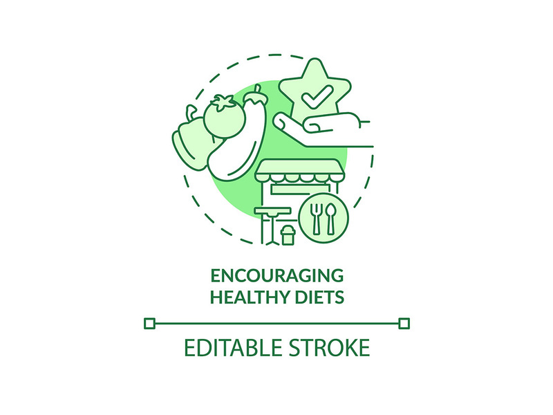 Encouraging healthy diets green concept icon