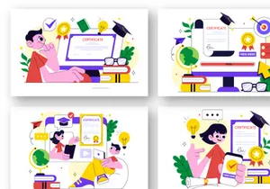 10 Online Course Certificate Program Illustration