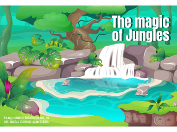 The magic of jungles poster flat vector template preview picture