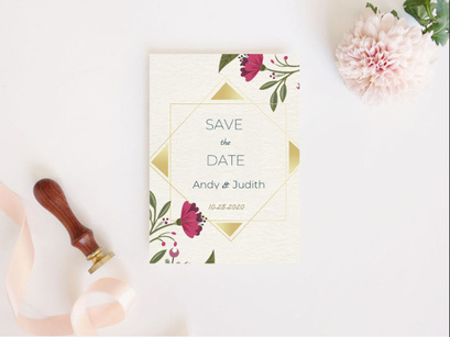 Free Flower Save the Date Wedding Invitation Template