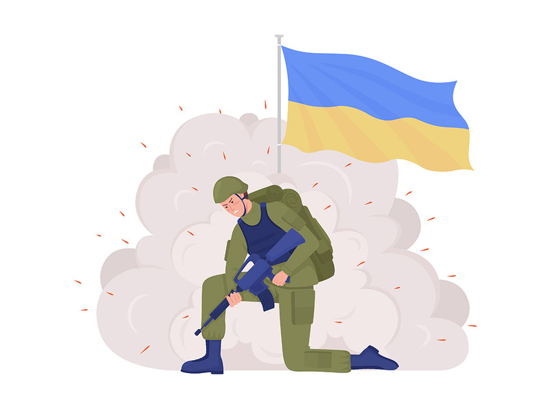 Ukraine armed forces 2D vector isolated illustration