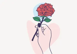 Women Hand Give a Flower, Vector Illustration
