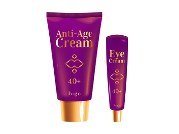 Violet anti-aging cream realistic product vector design preview picture