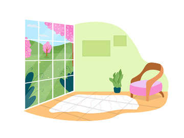 House with panoramic view on park 2D vector web banner, poster preview picture
