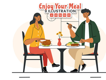 9 Enjoy Your Meal Vector Illustration