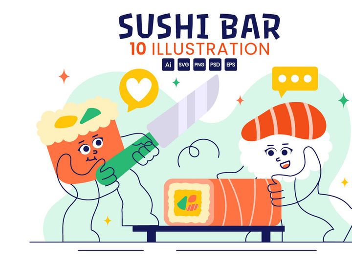 10 Sushi Bar Illustration