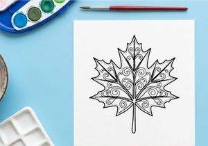Decorative maple leaf illustration for autumn decor. Artistic leaf design for seasonal projects.