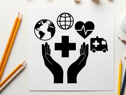 Hands protect medical care global health concept vector