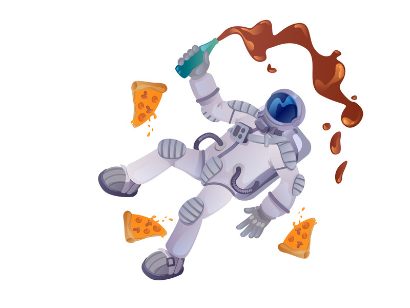 Cosmonaut with food cartoon vector illustration