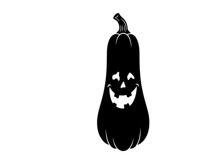 Halloween Jack-o'-lantern with carved face and stem