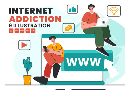 9 Internet Addiction Illustration