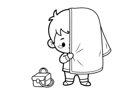 Crying child holding broken umbrella vector illustration