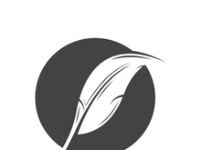 Feather quill design icon and logo illustration classic stationery