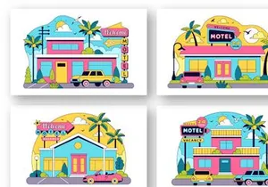 10 Retro Roadside Motel Illustration