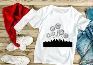 Cityscape with Fireworks Silhouette