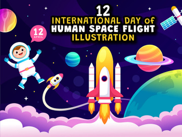 12 Human Space Flight Day Illustration preview picture