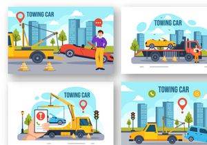 8 Auto Towing Car Illustration