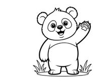 Cute cartoon bear waving hand vector illustration flat design