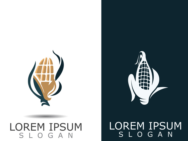 Corn simple logo design agriculture farming vector template